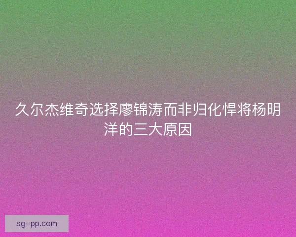 久尔杰维奇选择廖锦涛而非归化悍将杨明洋的三大原因